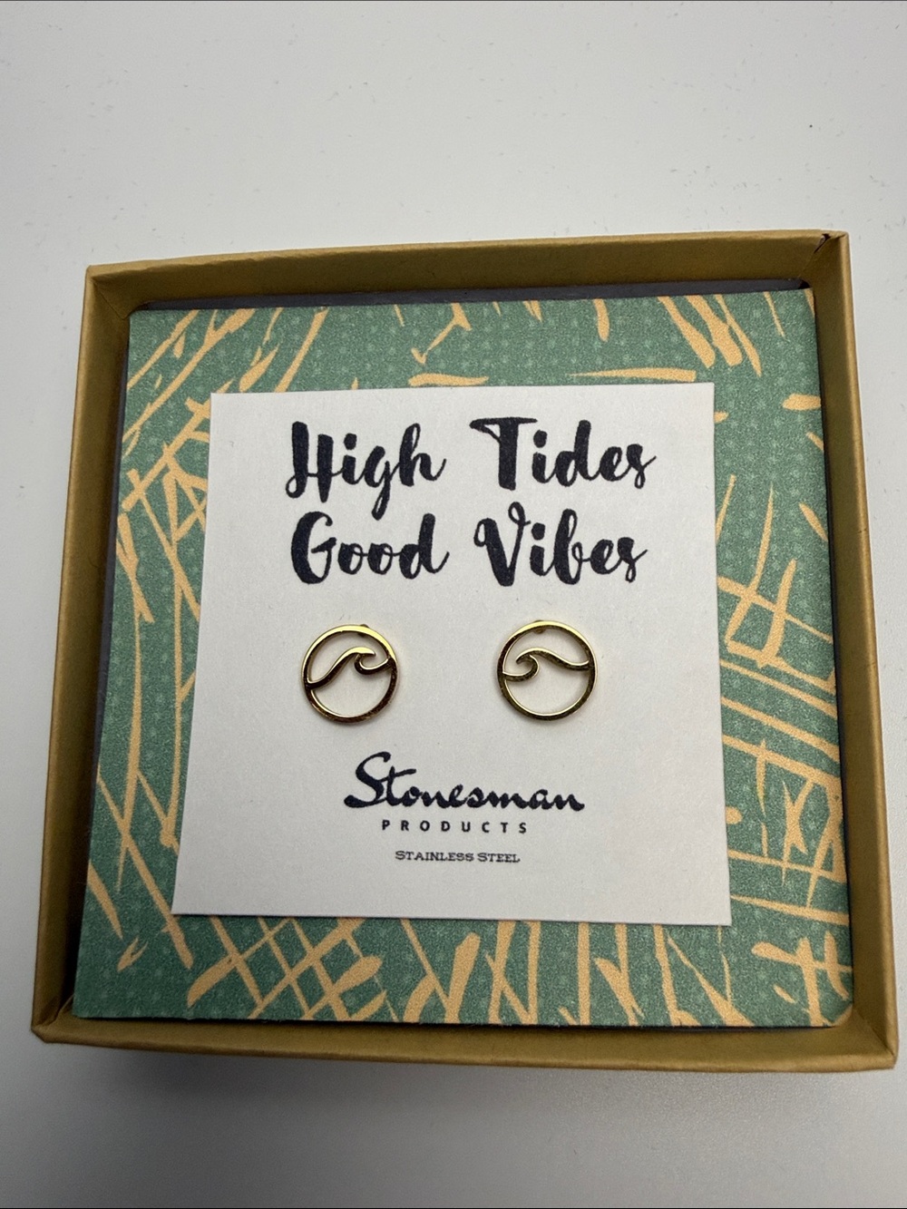 Gold Wave Stud Earrings - High Tides Good Vibes
